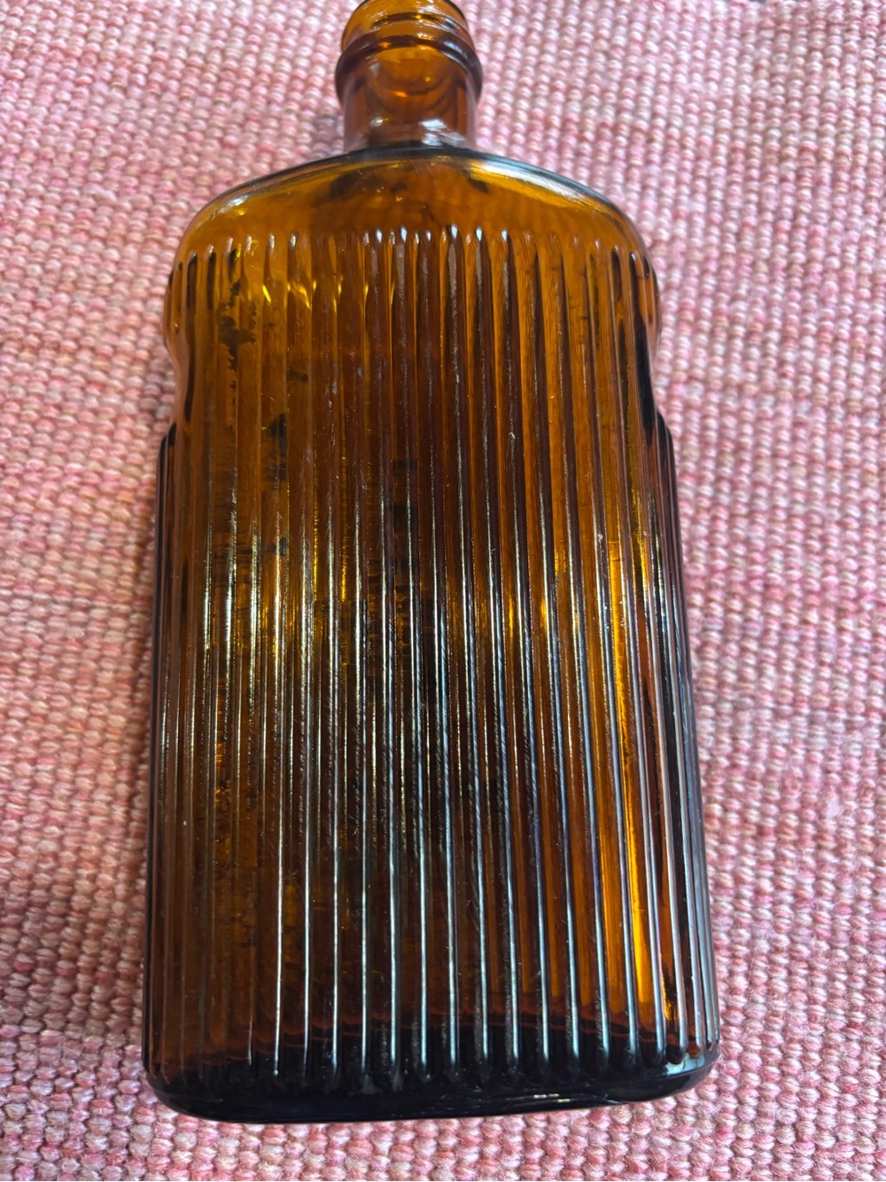 Vintage Amber Brown Ribbed Glass Bottle – Apothecary Style